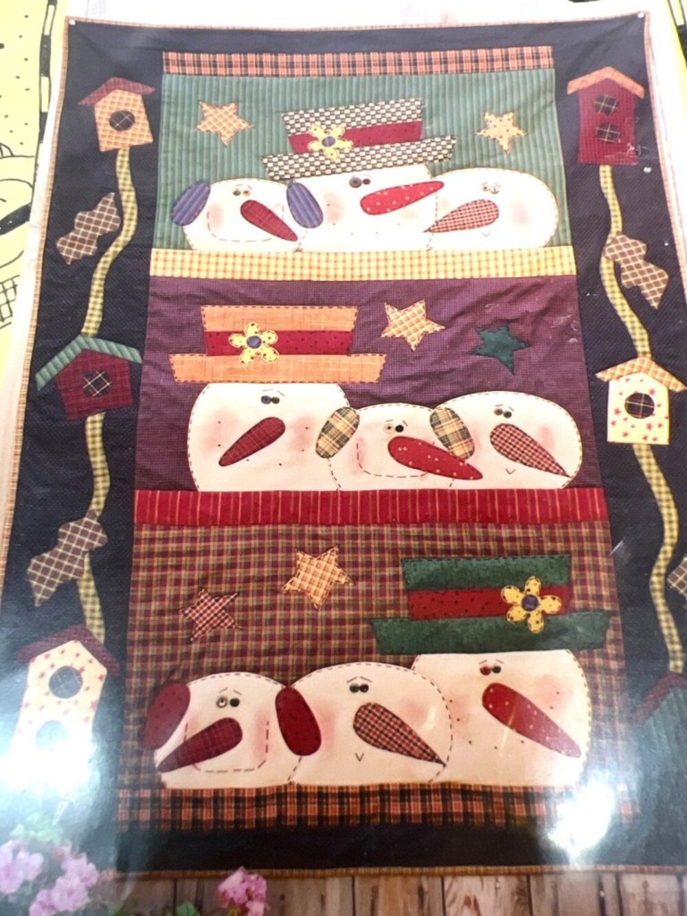 Snow Row Quilt Pattern MQ#347 39" X 52.5" Festive Snowmen Applique Design